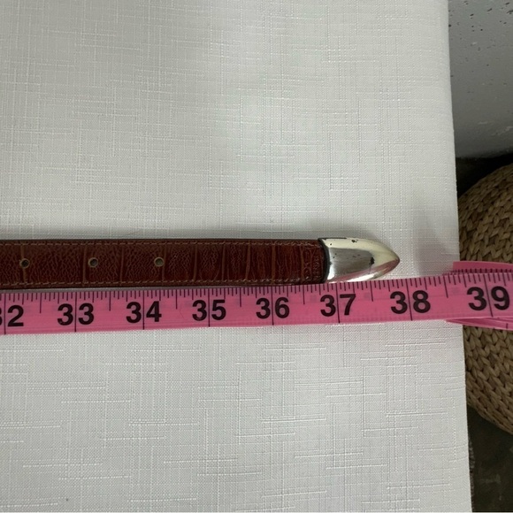 Vintage B.B. Simon Brown Alligator Print Leather Belt size Large - Picture 12 of 15
